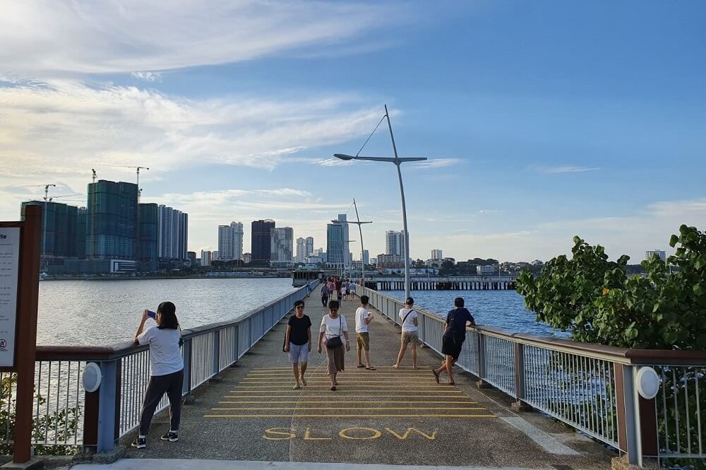 Panoramic view of the Straits of Johore from Woodlands Waterfront Park
